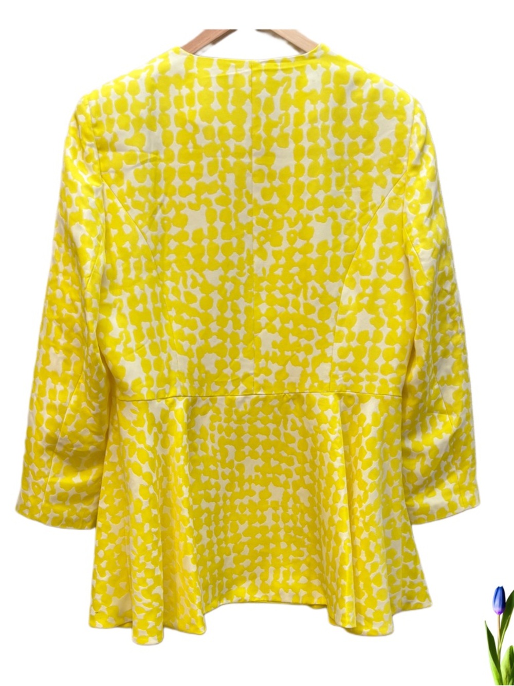 Yellow Patterned Women's Blazer Jacket Size 18 - Picture 5 of 6
